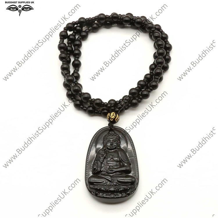 Black buddha bead necklace discount